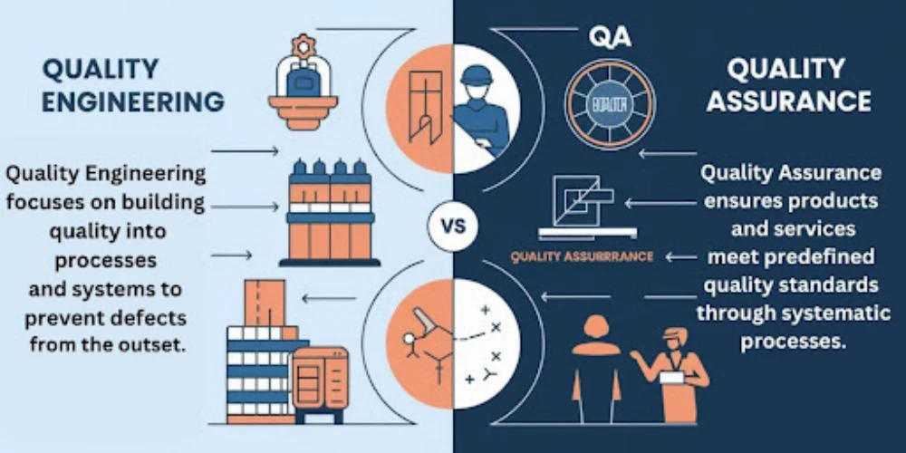 This Image Depicts Quality Engineering vs Quality Assurance 