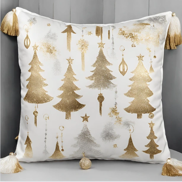 Cusion cover with Christmas Design white and golden
