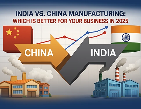 This Image  is about India vs China Manufacturing